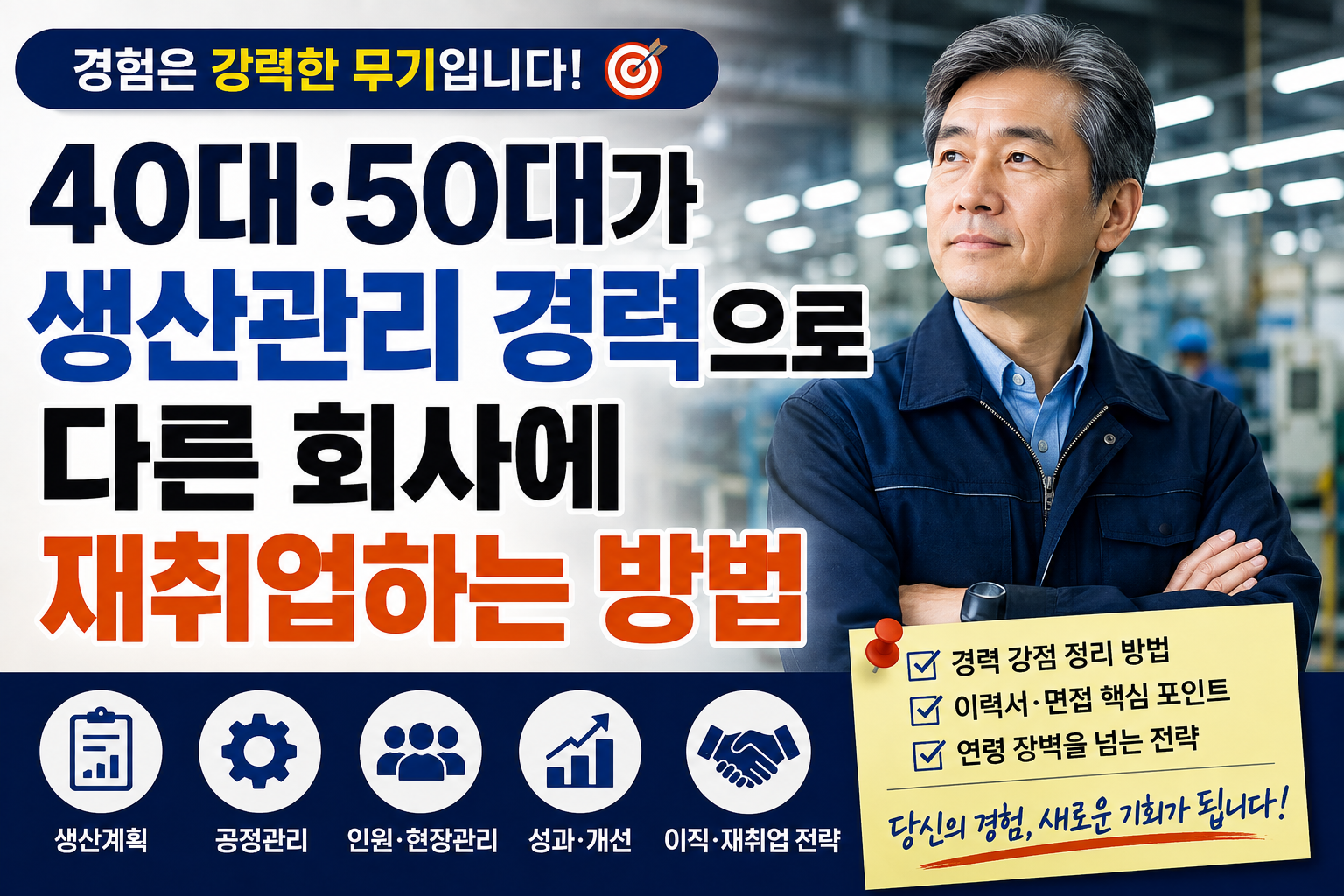40대, 50대가 생산관리 경력으로 다른 회사에 재취업하는 방법